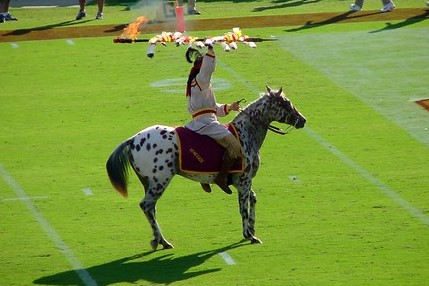 Chief Osceola, the horse-riding mascot at Florida State University football games.