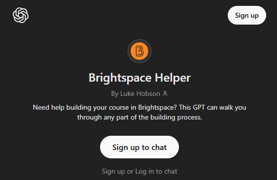 Login page for Brightspace Helper