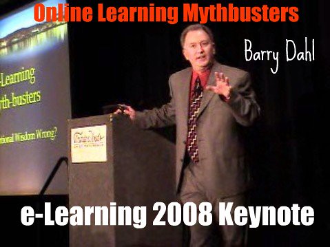 Barry Dahl on stage for 2008 keynote at ITC e-Learning